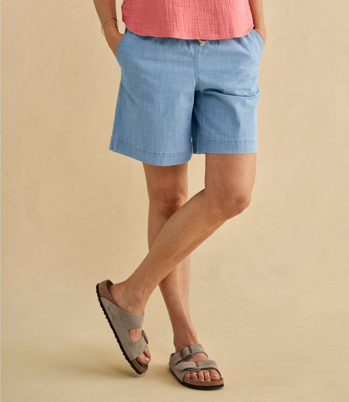 Women's Lakewashed Dock Shorts, Mid-Rise Chambray