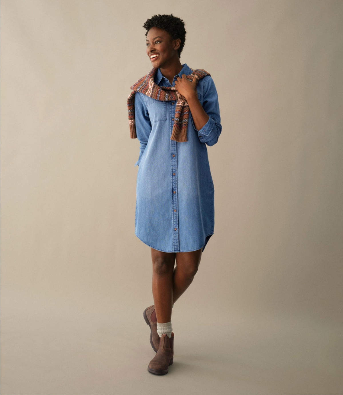 Women's L.L. Bean Heritage Washed Denim Shirt Dress