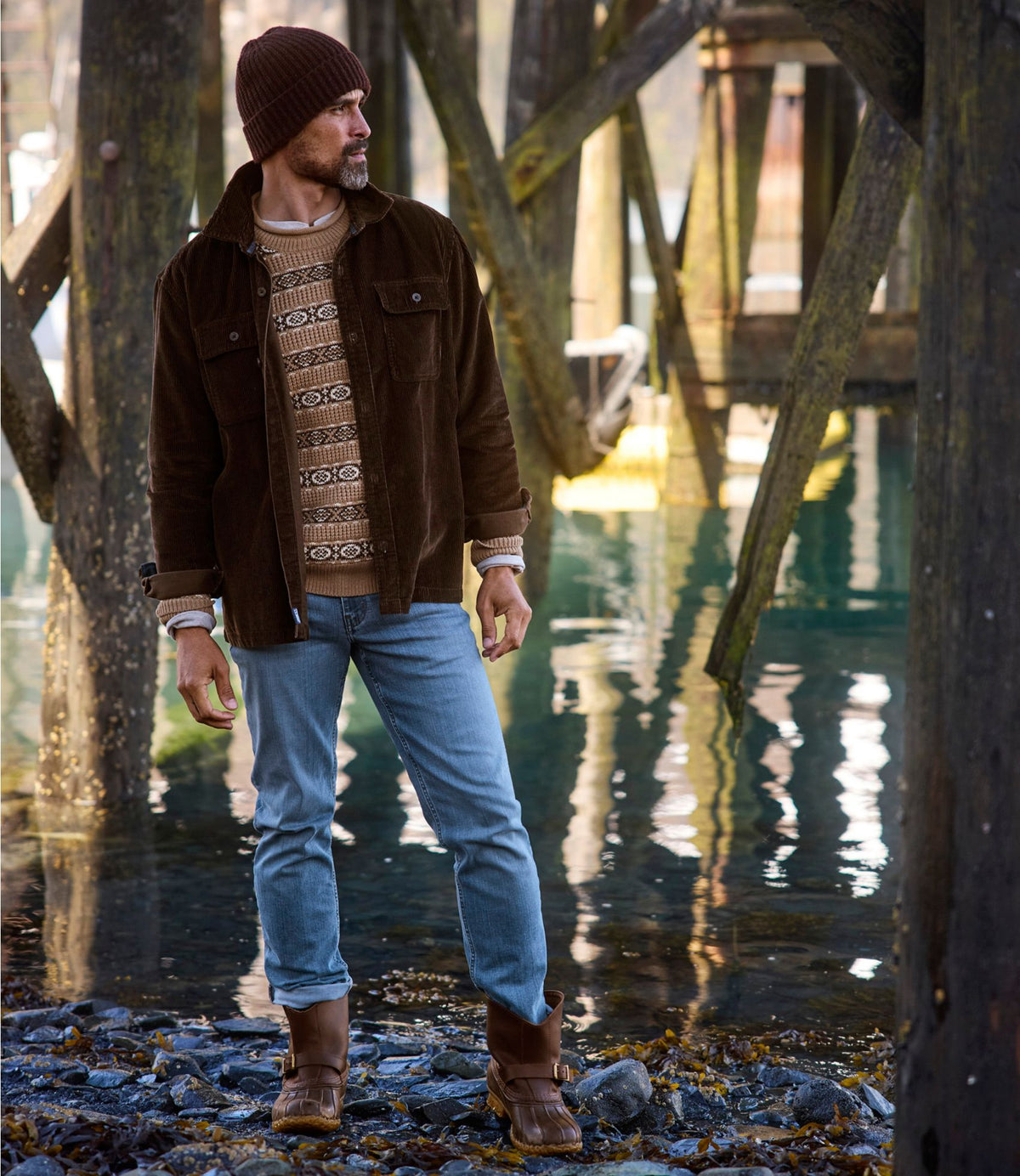 Men's L.L.Bean Organic Cotton Waffle Sweater, Crewneck, Fair Isle