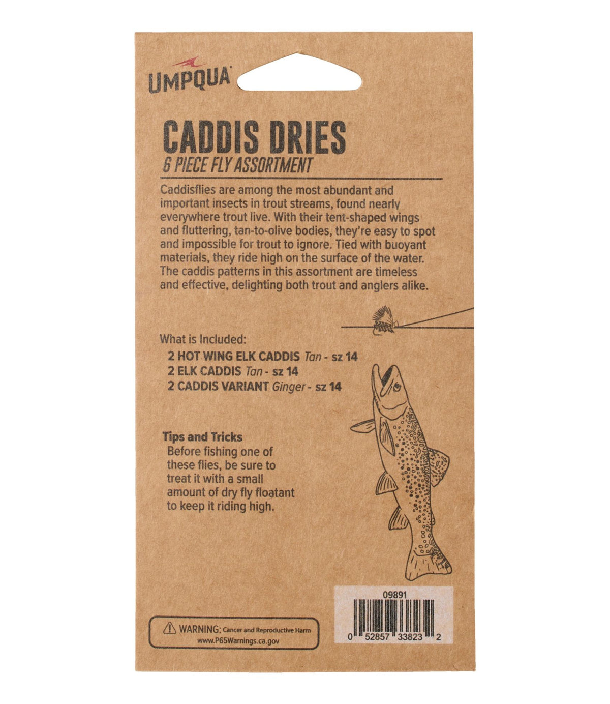Umpqua Caddis Dry Fly Assortment, 6 flies