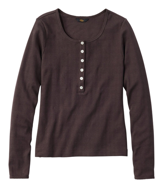 Women's Signature Premium Essential Pointelle Tee, Long-Sleeve Henley