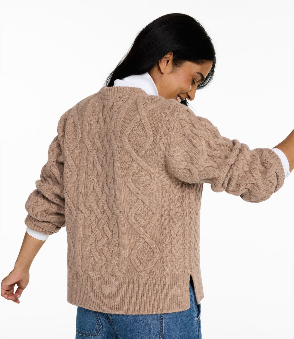Women's Signature Wool-Blend Fisherman Sweater, Crewneck