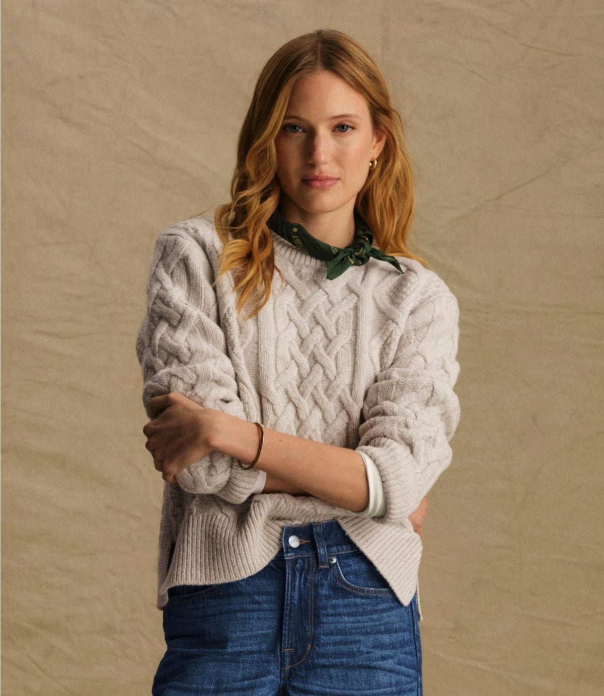 Women's Signature Wool-Blend Fisherman Sweater, Crewneck