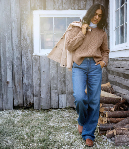 Women's Signature Wool-Blend Fisherman Sweater, Crewneck
