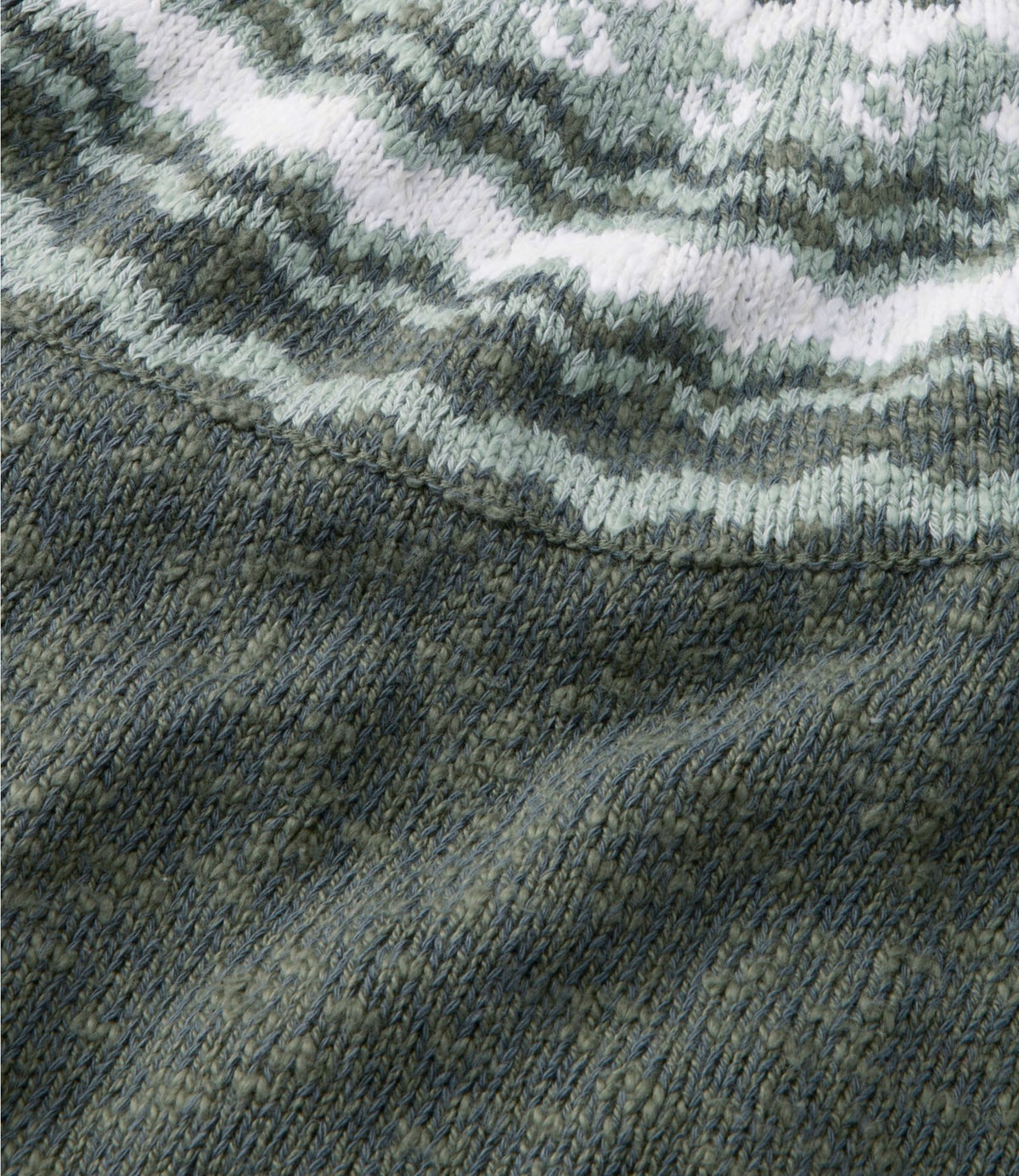 Women's Cotton Ragg Sweater, Relaxed Crewneck Fair Isle Yoke