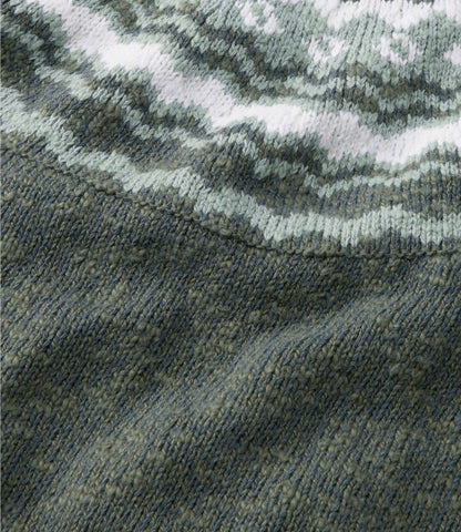 Women's Cotton Ragg Sweater, Relaxed Crewneck Fair Isle Yoke