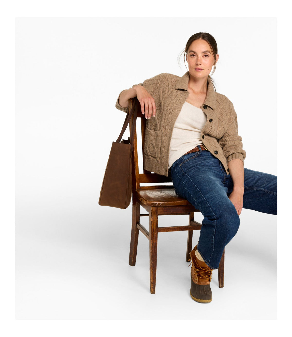 Women's Signature Wool-Blend Fisherman Sweater, Cardigan