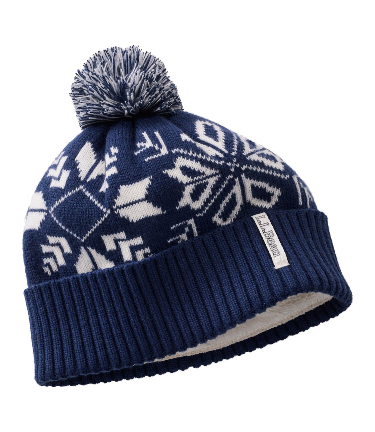 Adults' L.L.Bean Snowflake Chunky Yarn Pom Hat