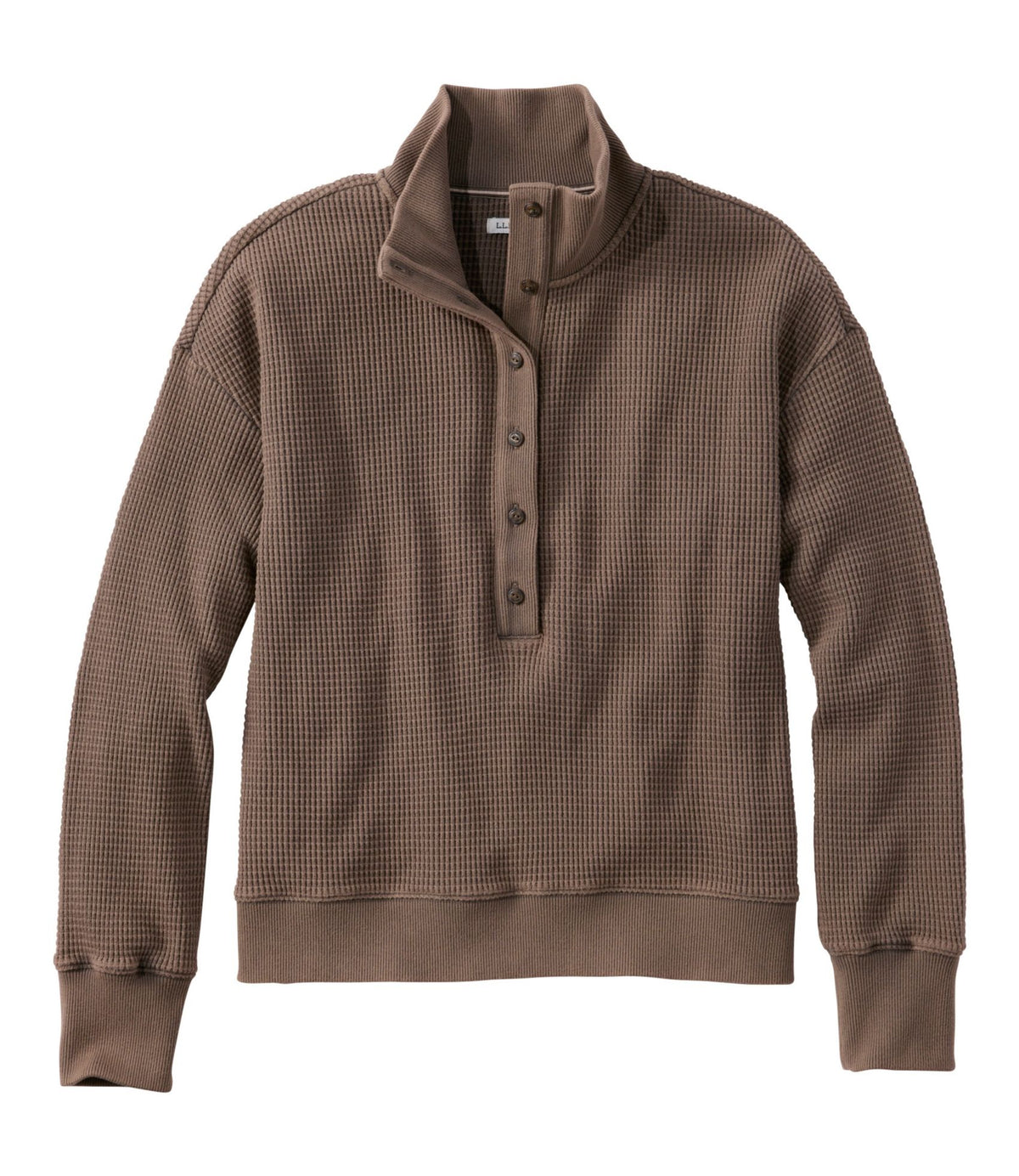 Women's Sunwashed Waffle Top, Mockneck Henley