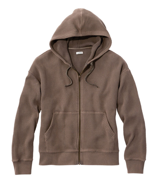 Women's Sunwashed Waffle Top, Full-Zip Hoodie