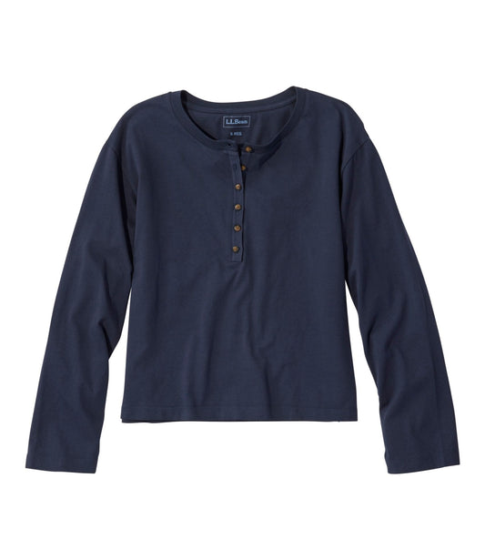 Women's Sunwashed Tee, Long-Sleeve Cropped Boxy Henley