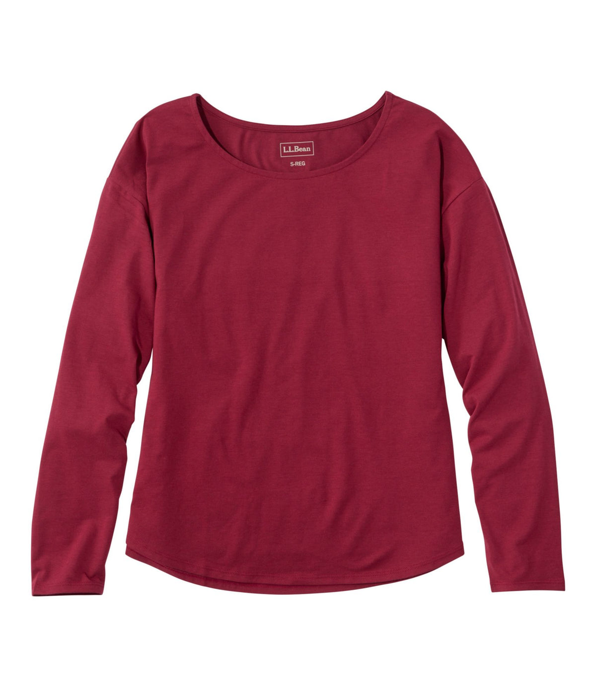 Women's Soft Stretch Supima-Blend Tee, Long Dolman-Sleeve Jewelneck