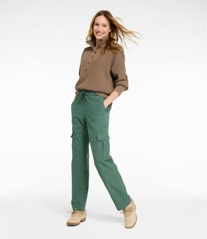 Women's Sunwashed Cotton-Blend Pull-On Pants, Mid-Rise Cargo
