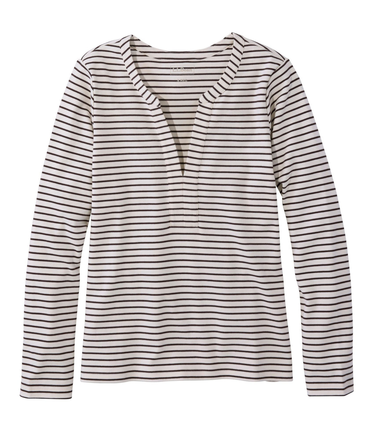 Women's L.L.Bean Tee, Long-Sleeve Splitneck Stripe