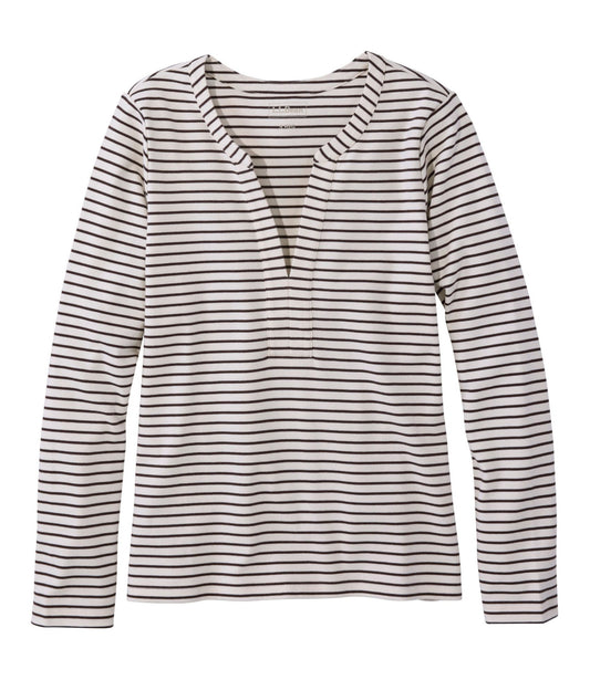Women's L.L.Bean Tee, Long-Sleeve Splitneck Stripe