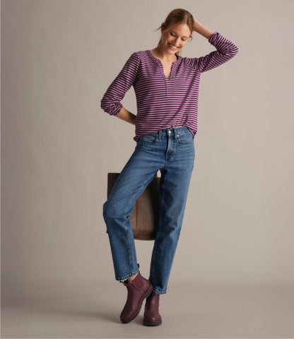 Women's L.L.Bean Tee, Long-Sleeve Splitneck Stripe