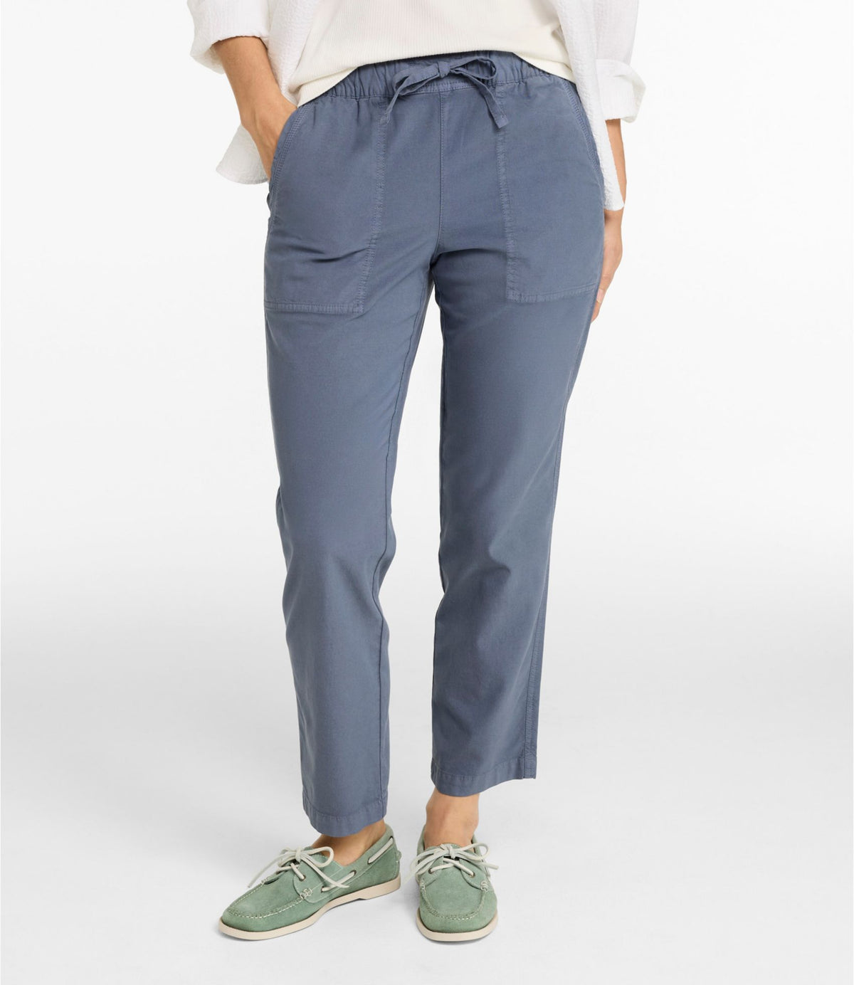 Women's Sunwashed Cotton-Blend Pull-On Pants, Mid-Rise Ankle