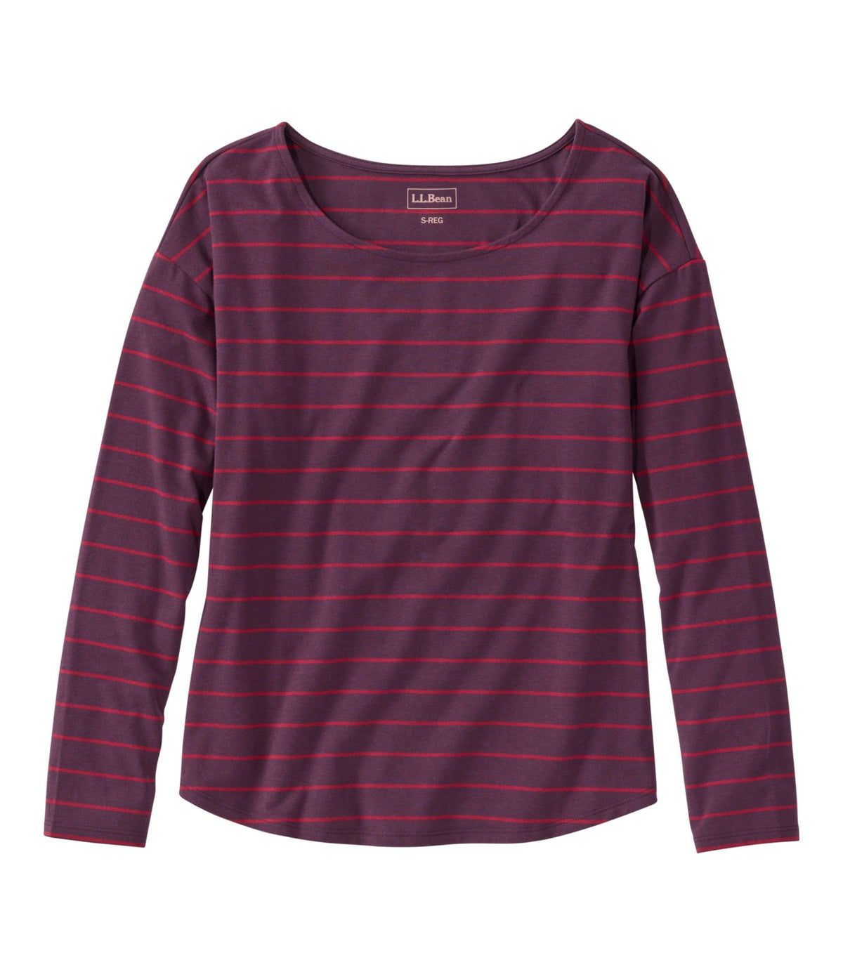 Women's Soft Stretch Supima-Blend Tee, Long Dolman-Sleeve Jewelneck Stripe