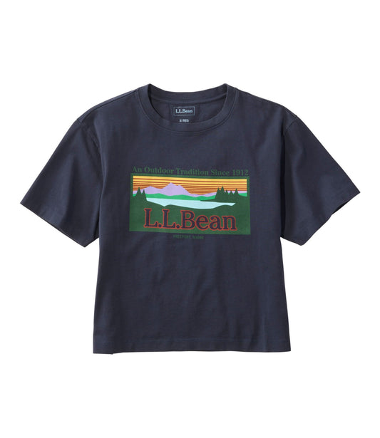 Women's Mountain Classic Tee, Short-Sleeve Cropped Boxy Crewneck Logo