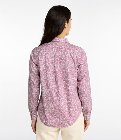 Women's Wrinkle-Free Pinpoint Oxford Shirt, Relaxed Fit Long-Sleeve Print