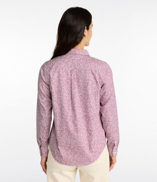 Women's Wrinkle-Free Pinpoint Oxford Shirt, Relaxed Fit Long-Sleeve Print