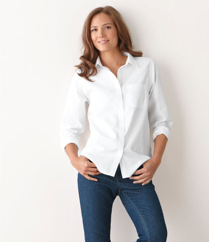Women's Wrinkle-Free Pinpoint Oxford Shirt, Long-Sleeve Relaxed Fit