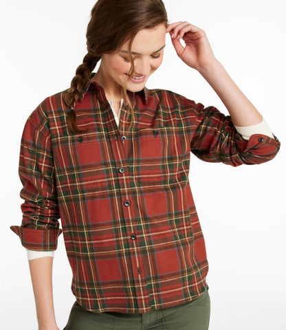Women's Scotch Plaid Flannel Shirt, Boyfriend