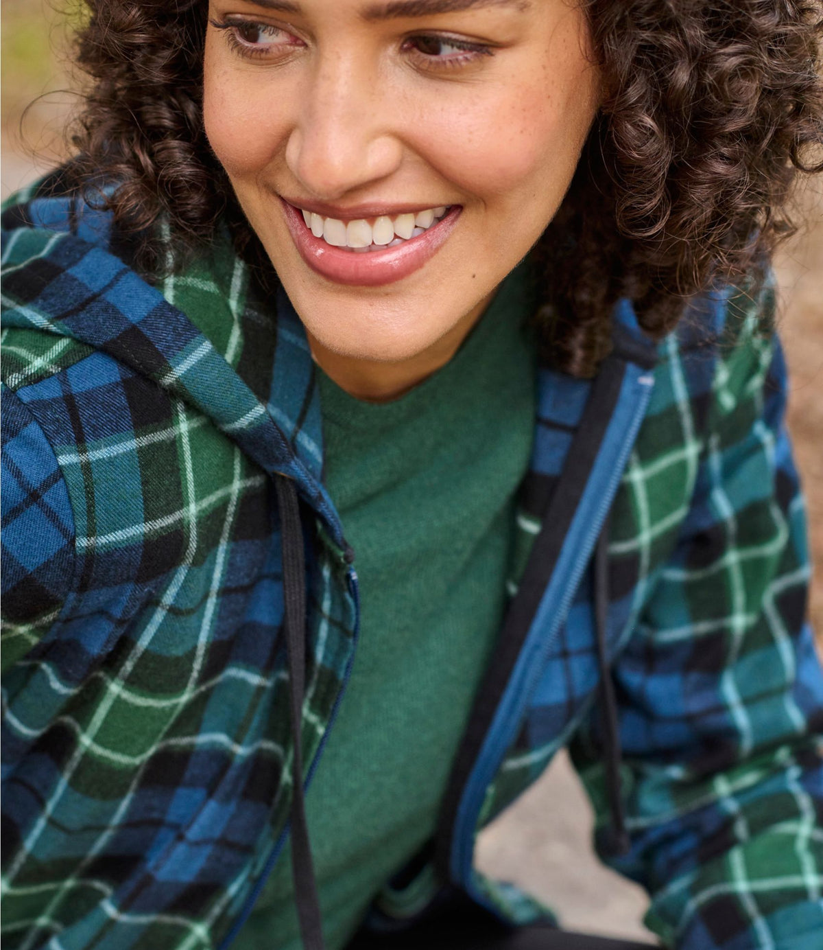 Women's Scotch Plaid Flannel Shirt, Relaxed Zip Hoodie
