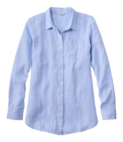 Women's Premium Washable Linen Shirt, Tunic Stripe