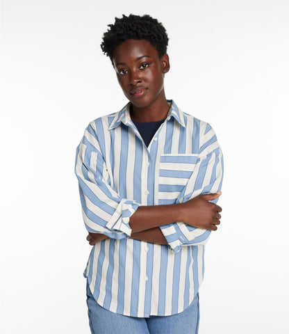 Women's Signature Premium Essential Poplin Shirt, Long-Sleeve Novelty Stripe