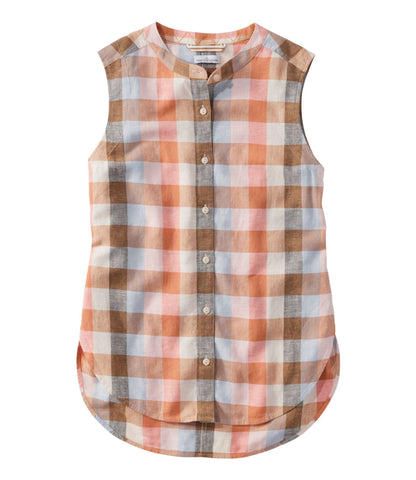 Women's Signature Linen-Blend Button-Front Shirt, Sleeveless