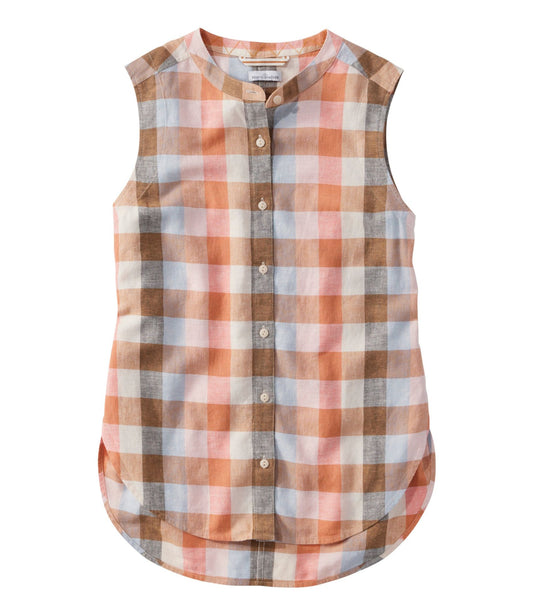 Women's Signature Linen-Blend Button-Front Shirt, Sleeveless