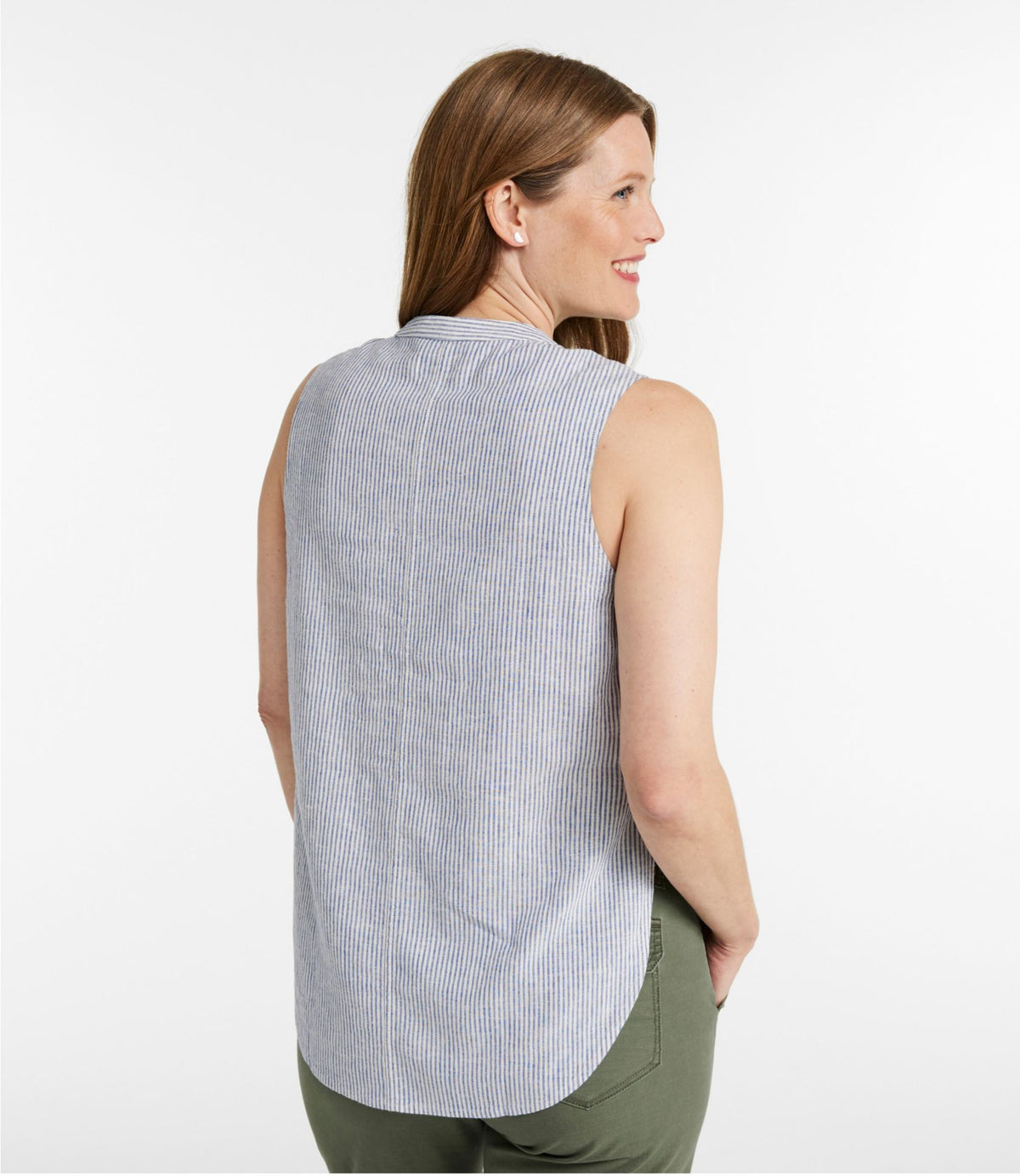 Women's Signature Linen-Blend Button-Front Shirt, Sleeveless