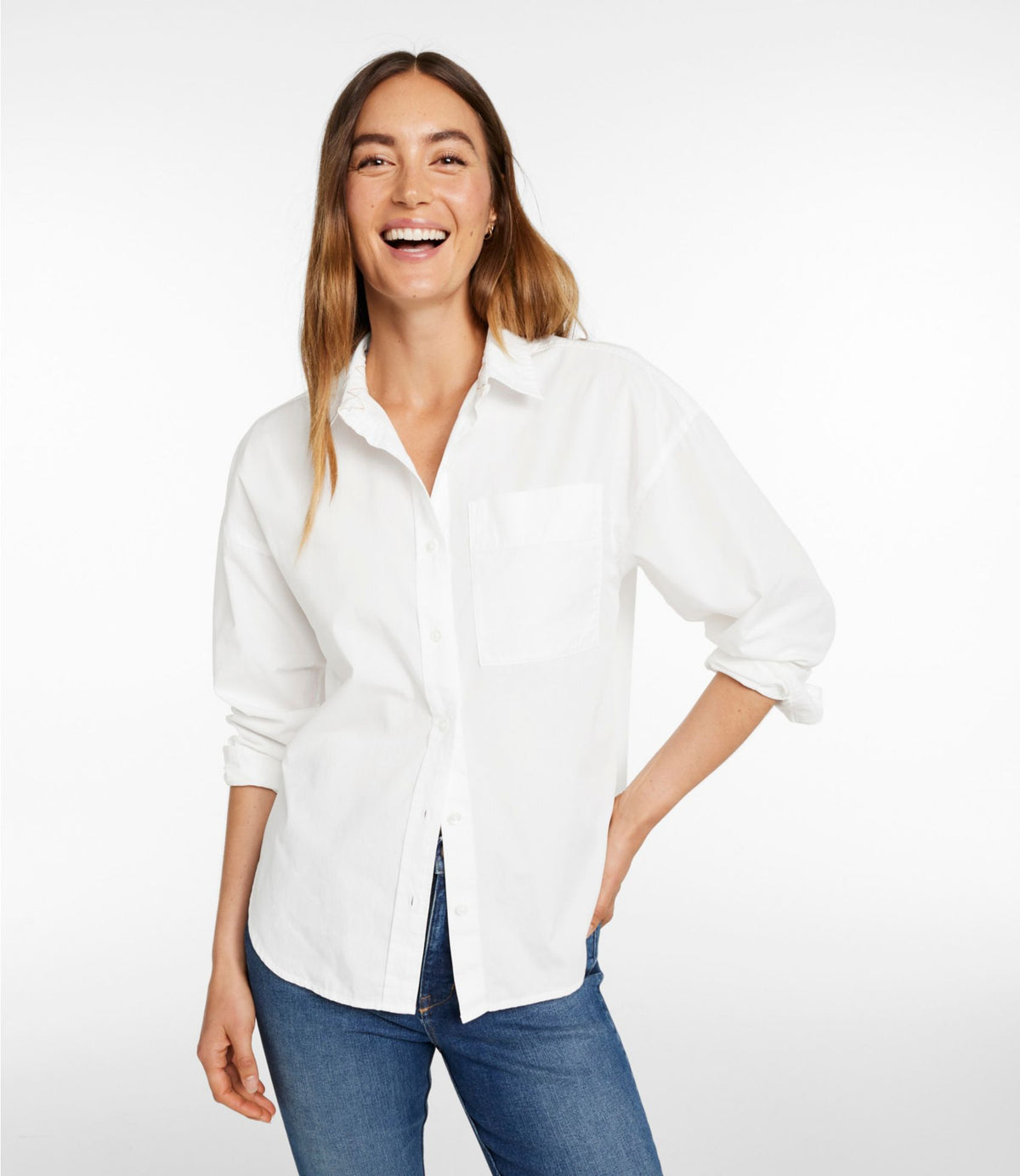 Women's Signature Premium Essential Poplin Shirt, Long-Sleeve