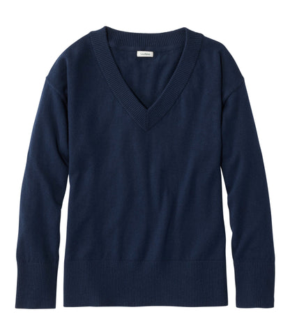 Women's Cotton/Cashmere Sweater, V-Neck