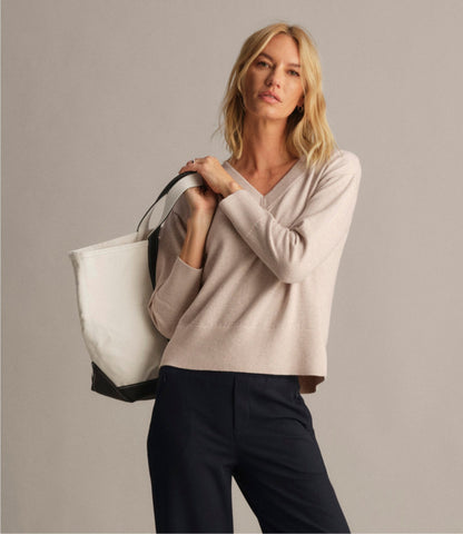 Women's Cotton/Cashmere Sweater, V-Neck