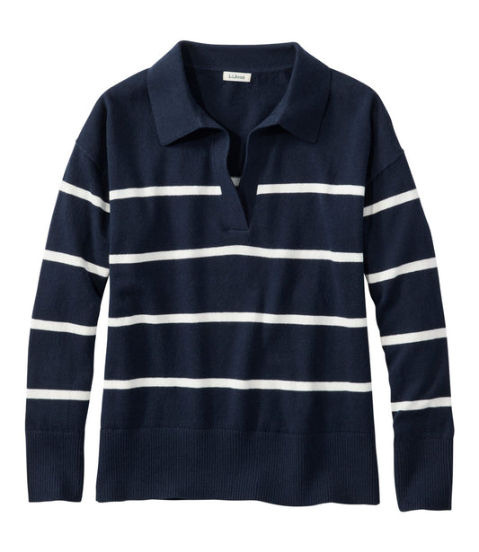 Women's Cotton/Cashmere Sweater, Polo Stripe