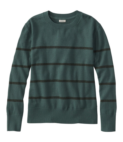 Women's Cotton/Cashmere Sweater, Crewneck Stripe
