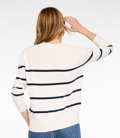Women's Cotton/Cashmere Sweater, Crewneck Stripe