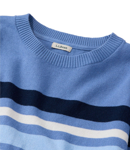 Women's Cotton/Cashmere Sweater, Crewneck Stripe