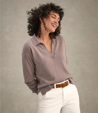 Women's Classic Cashmere Sweater, Relaxed Polo