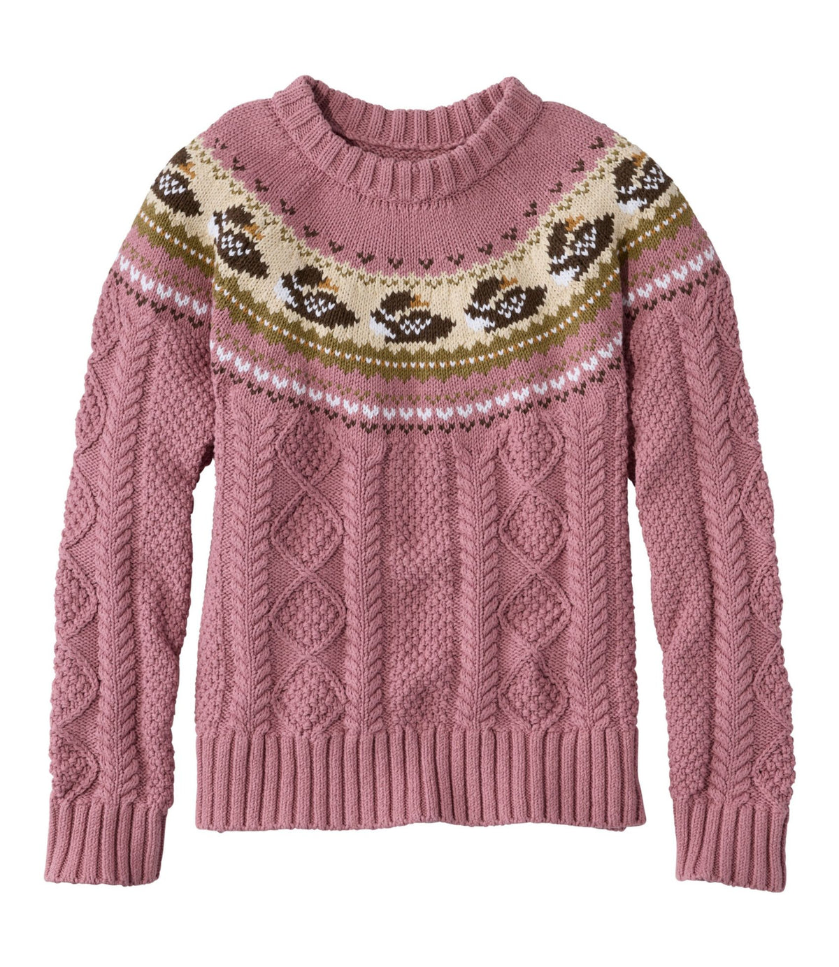 Women's Signature Cotton Fisherman Sweater, Crewneck Novelty