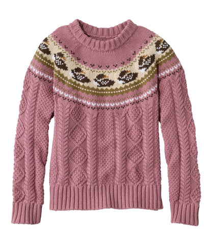 Women's Signature Cotton Fisherman Sweater, Crewneck Novelty