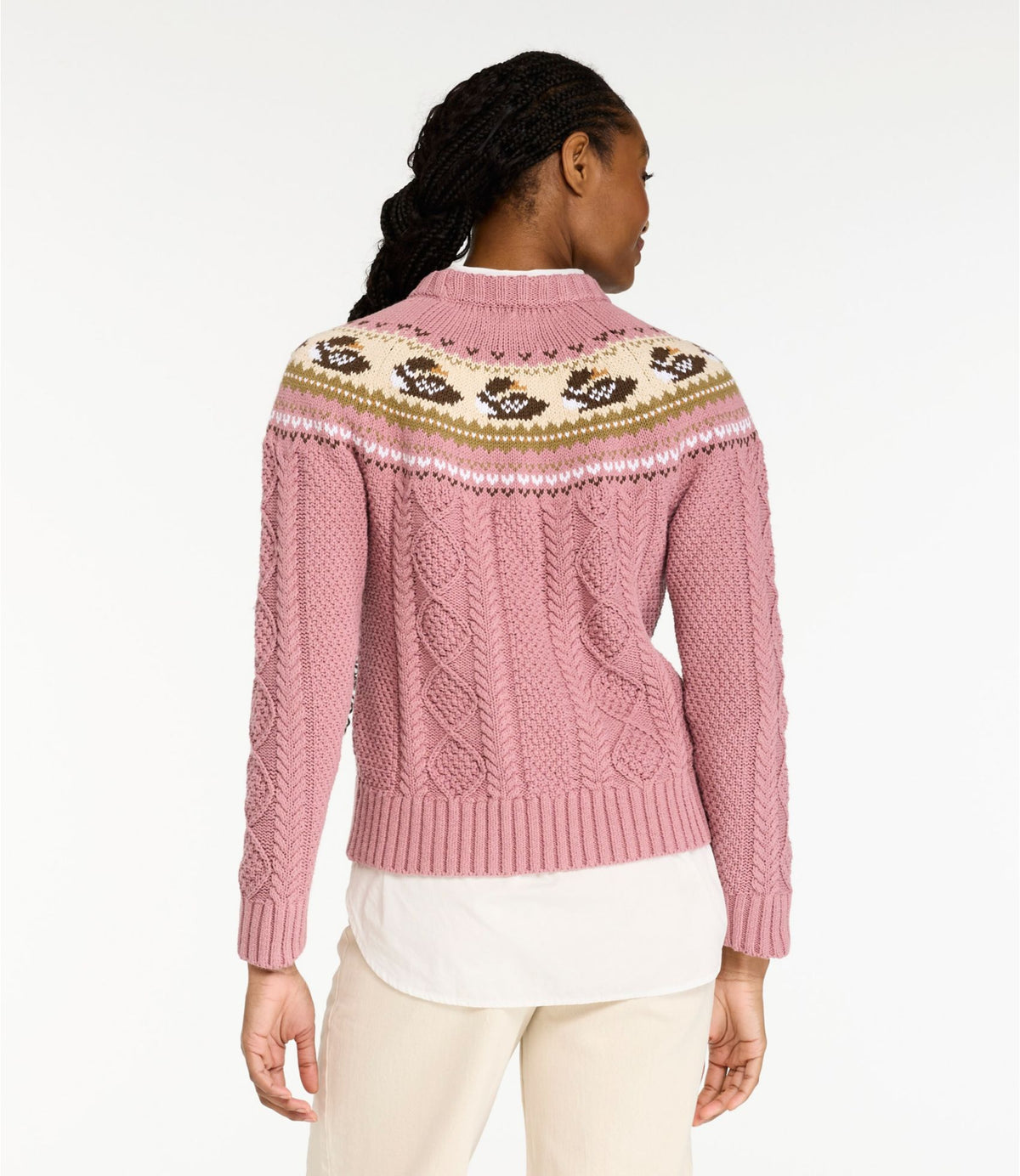 Women's Signature Cotton Fisherman Sweater, Crewneck Novelty