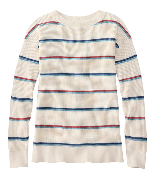 Women's Sunwashed Waffle Sweater, Pullover Stripe