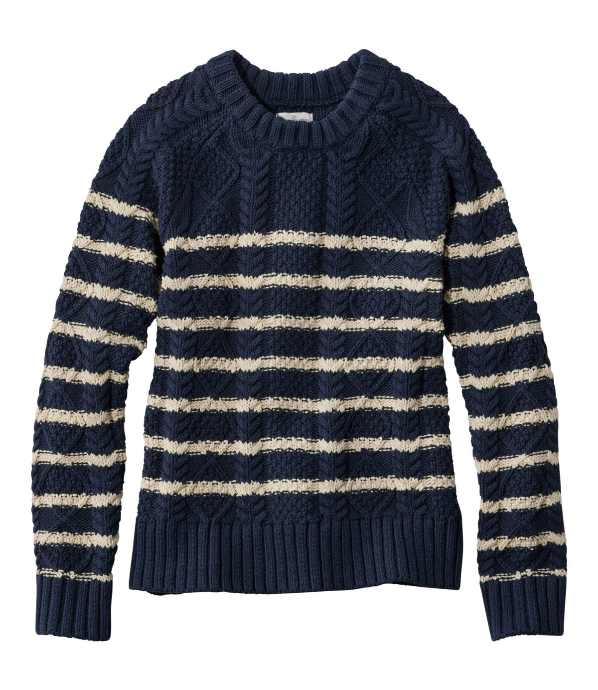 Women's Signature Cotton Fisherman Sweater, Crewneck Stripe