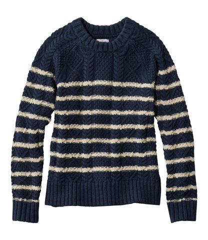 Women's Signature Cotton Fisherman Sweater, Crewneck Stripe