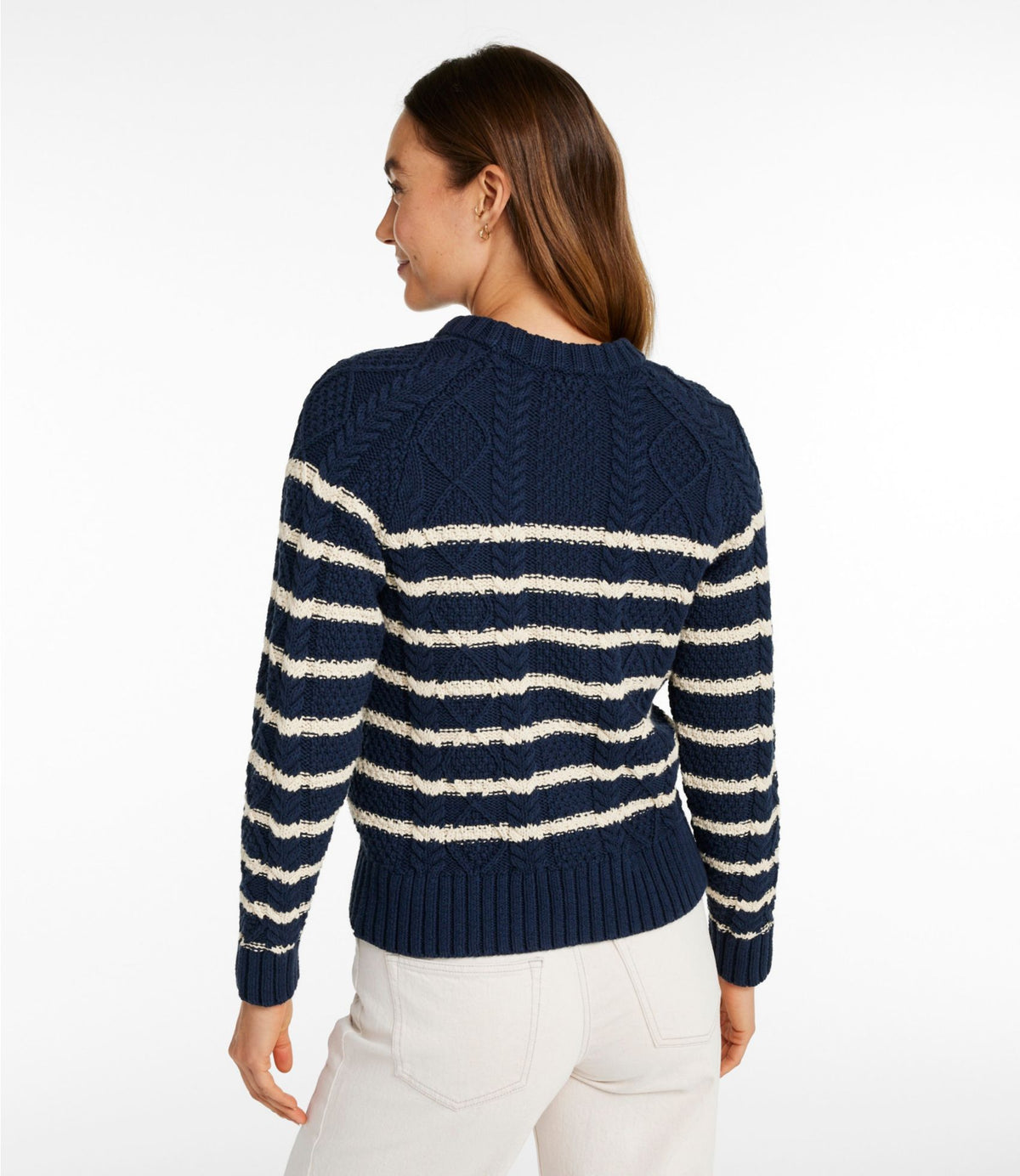 Women's Signature Cotton Fisherman Sweater, Crewneck Stripe