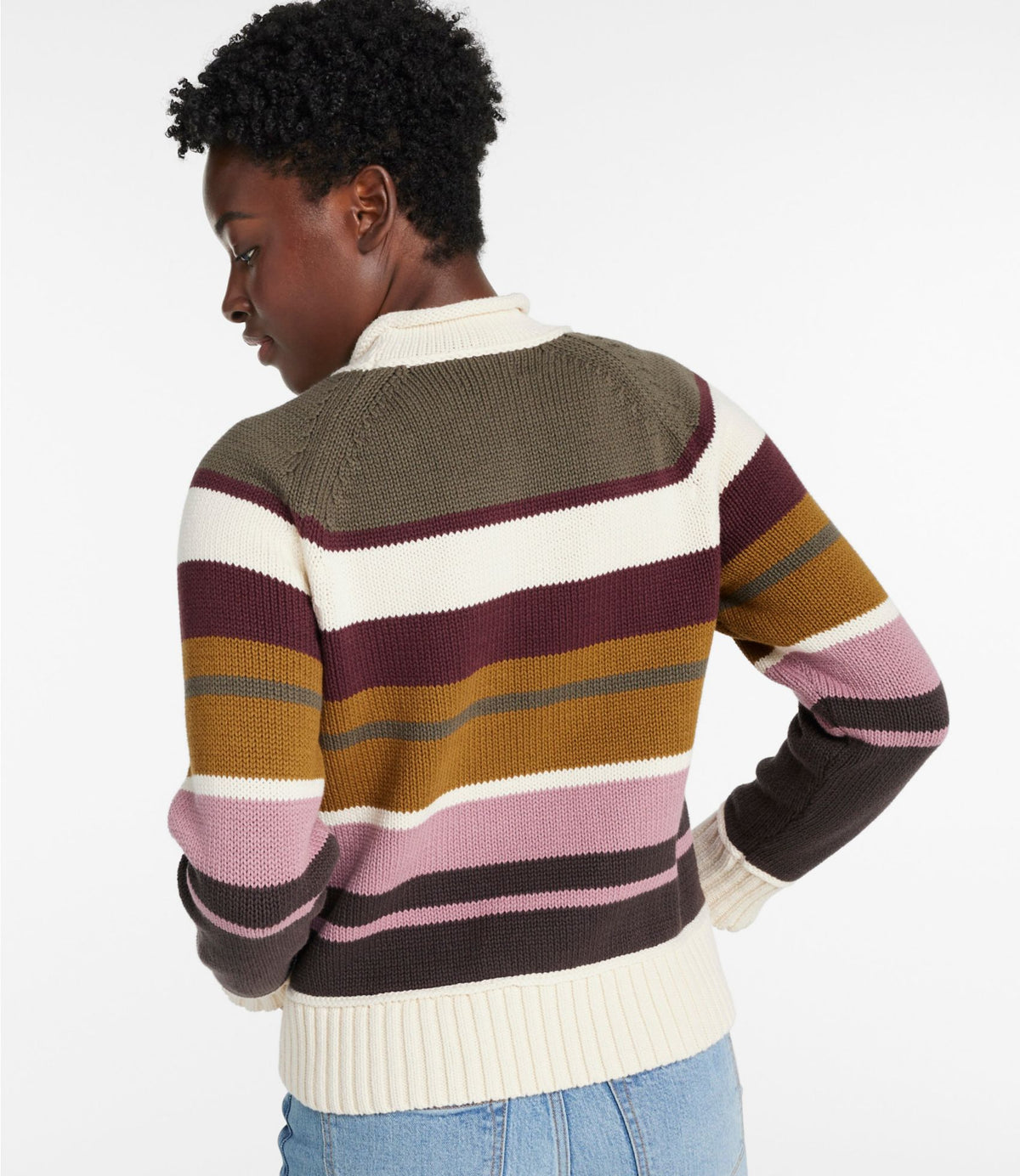 Women's Signature Original Cotton Sweater, Rollneck Stripe