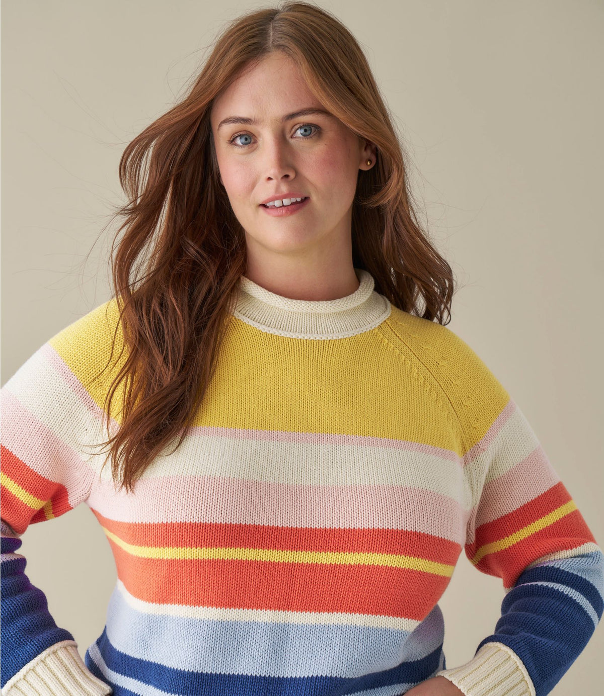 Women's Signature Original Cotton Sweater, Rollneck Stripe